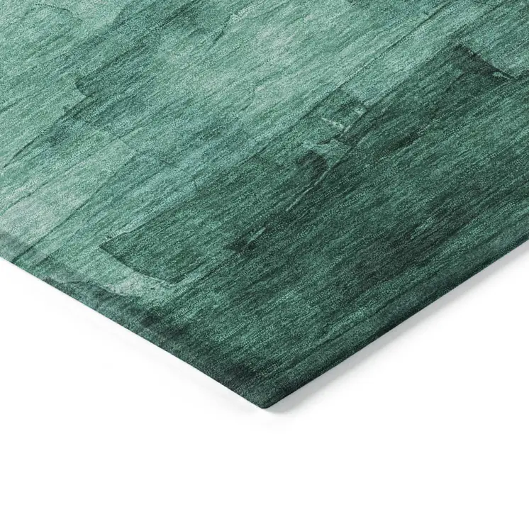 5' X 8' Teal Blue And Aqua Striped Washable Indoor Outdoor Area Rug