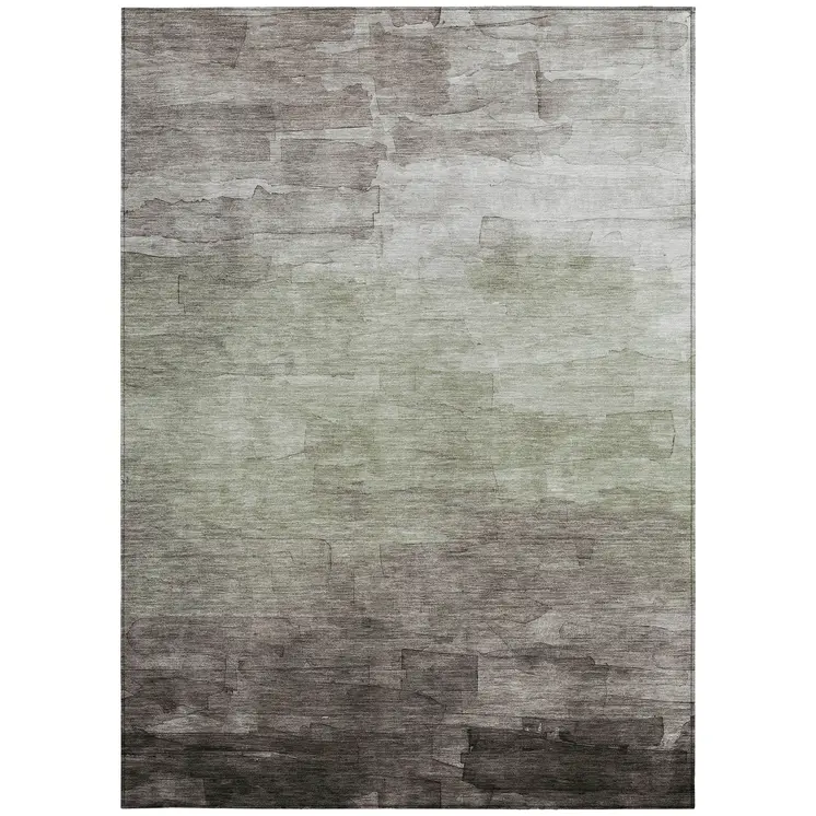 5' X 8' Taupe And Brown Striped Washable Indoor Outdoor Area Rug