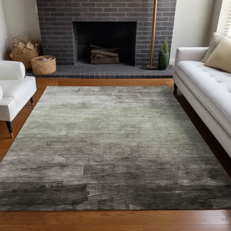 5' X 8' Taupe And Brown Striped Washable Indoor Outdoor Area Rug