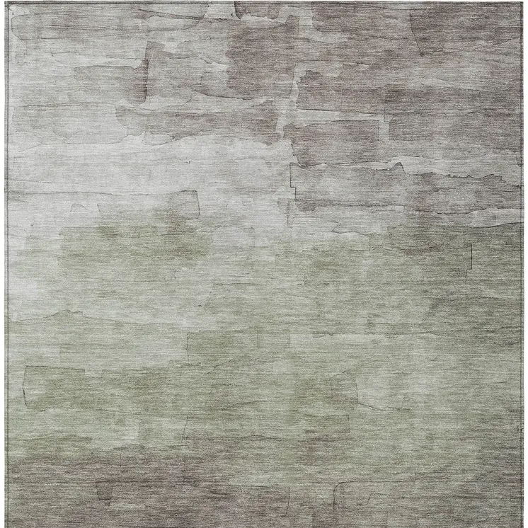 9' X 12' Taupe And Brown Striped Washable Indoor Outdoor Area Rug