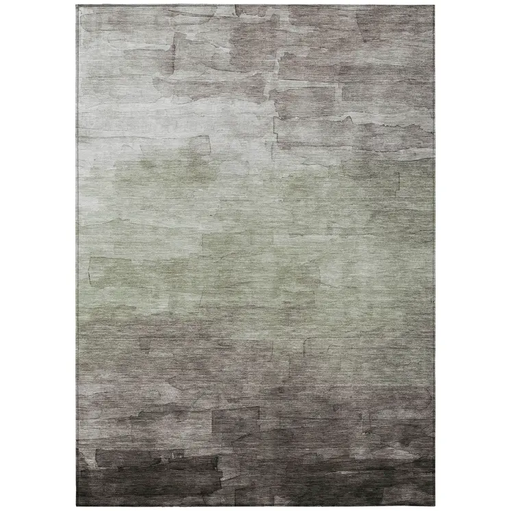 9' X 12' Taupe And Brown Striped Washable Indoor Outdoor Area Rug