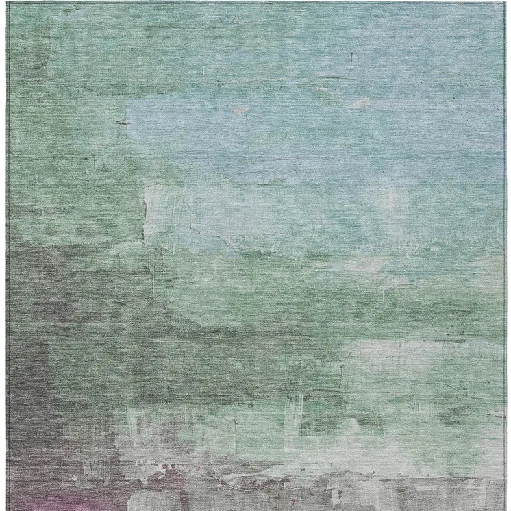 8' X 10' Artichoke Green And Mint Green Abstract Washable Indoor Outdoor Area Rug