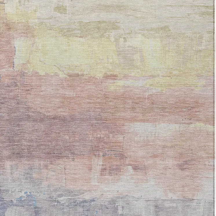 8' X 10' Beige And Salmon Abstract Washable Indoor Outdoor Area Rug