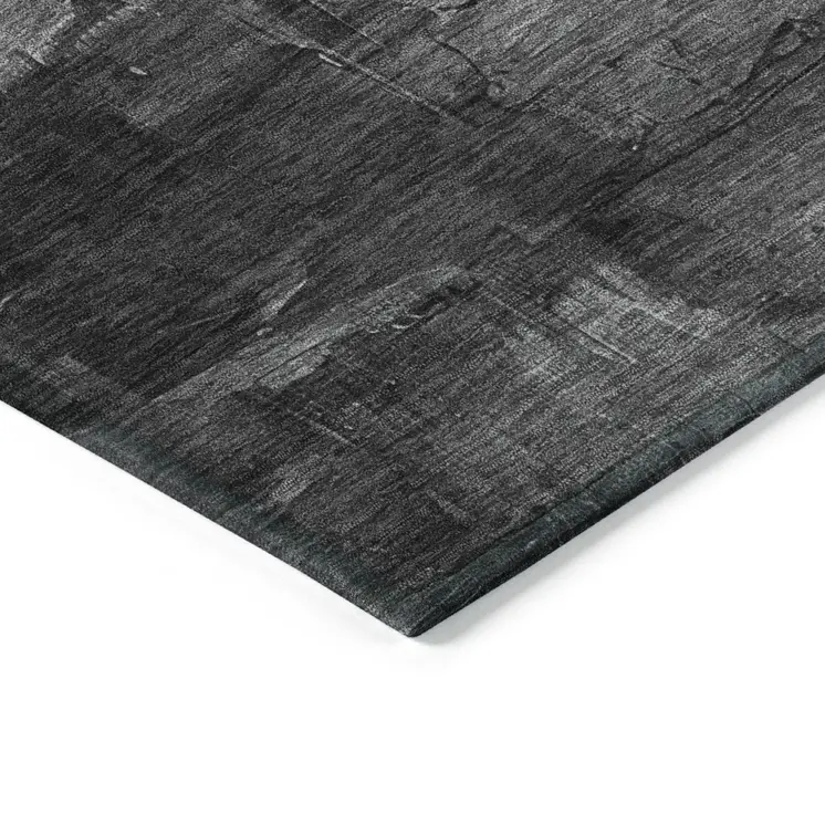 5' X 8' Gray And Silver Abstract Washable Indoor Outdoor Area Rug