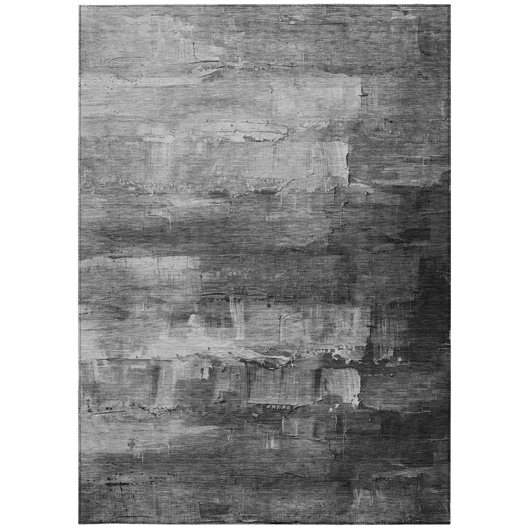8' X 10' Gray And Silver Abstract Washable Indoor Outdoor Area Rug