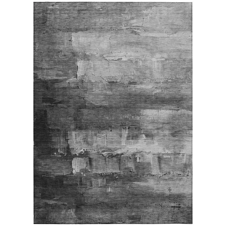9' X 12' Gray And Silver Abstract Washable Indoor Outdoor Area Rug