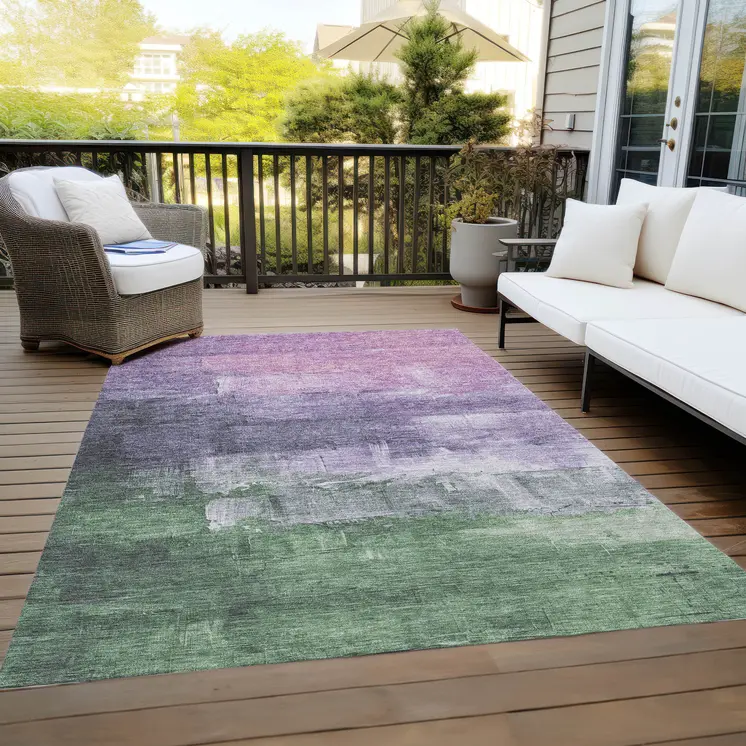 3' X 5' Lavender And Lilac Abstract Washable Indoor Outdoor Area Rug