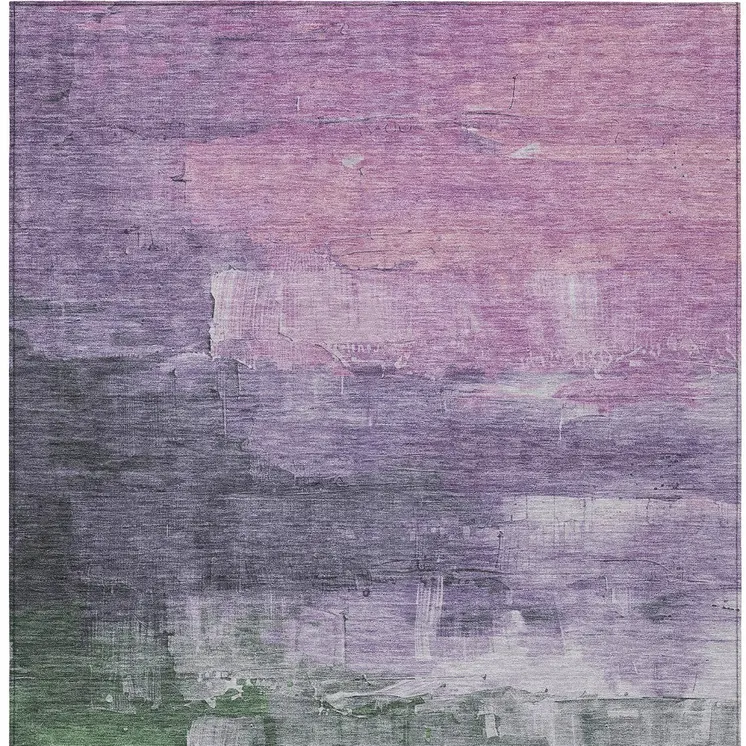 5' X 8' Lavender And Lilac Abstract Washable Indoor Outdoor Area Rug