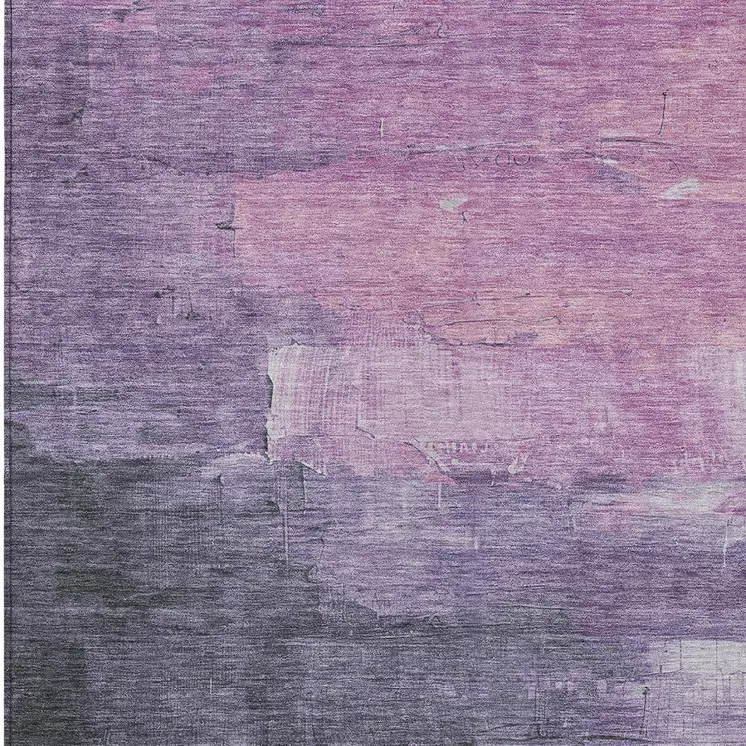 9' X 12' Lavender And Lilac Abstract Washable Indoor Outdoor Area Rug