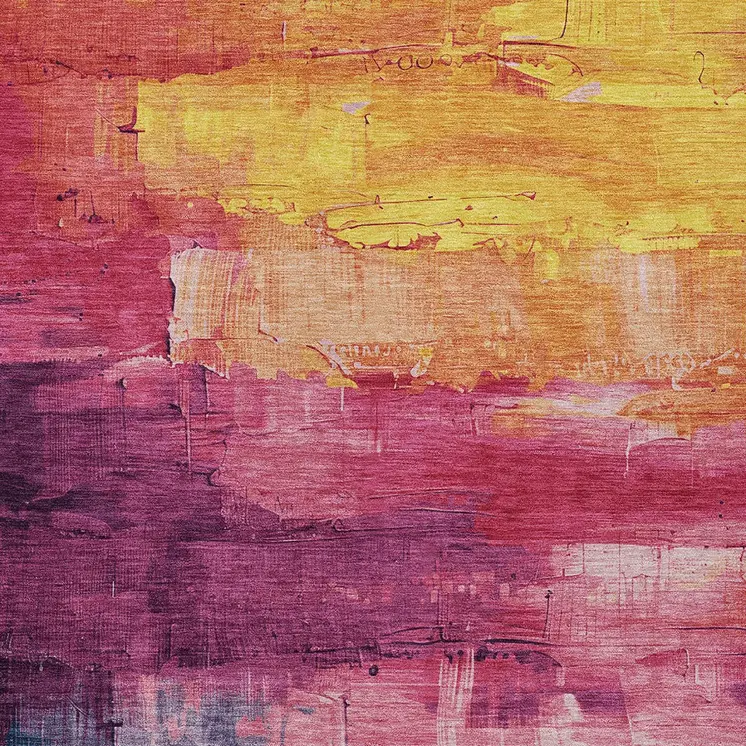 3' X 5' Merlot And Blush Abstract Washable Indoor Outdoor Area Rug