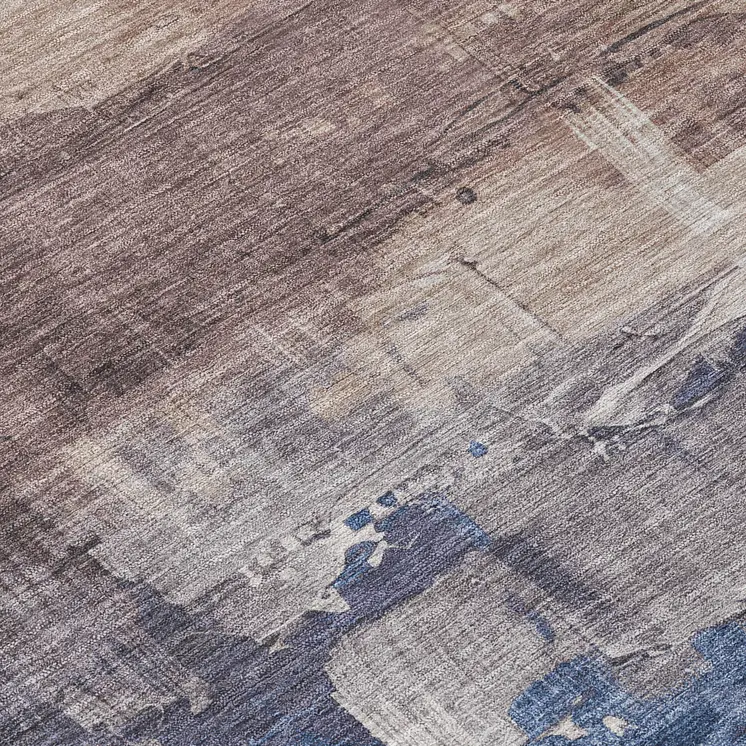 8' Brown And Taupe Round Abstract Washable Indoor Outdoor Area Rug