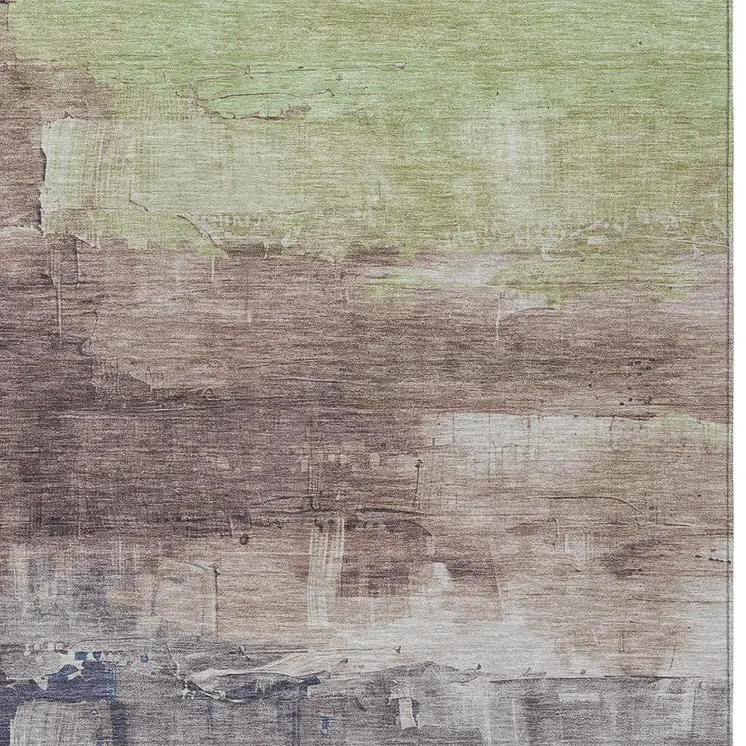8' X 10' Brown And Taupe Abstract Washable Indoor Outdoor Area Rug