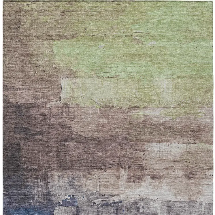 10' X 14' Brown And Taupe Abstract Washable Indoor Outdoor Area Rug