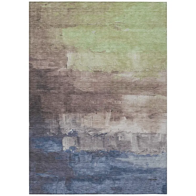 10' X 14' Brown And Taupe Abstract Washable Indoor Outdoor Area Rug