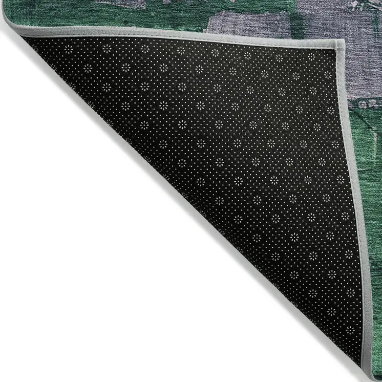10' X 14' Purple Salmon And Green Abstract Washable Indoor Outdoor Area Rug