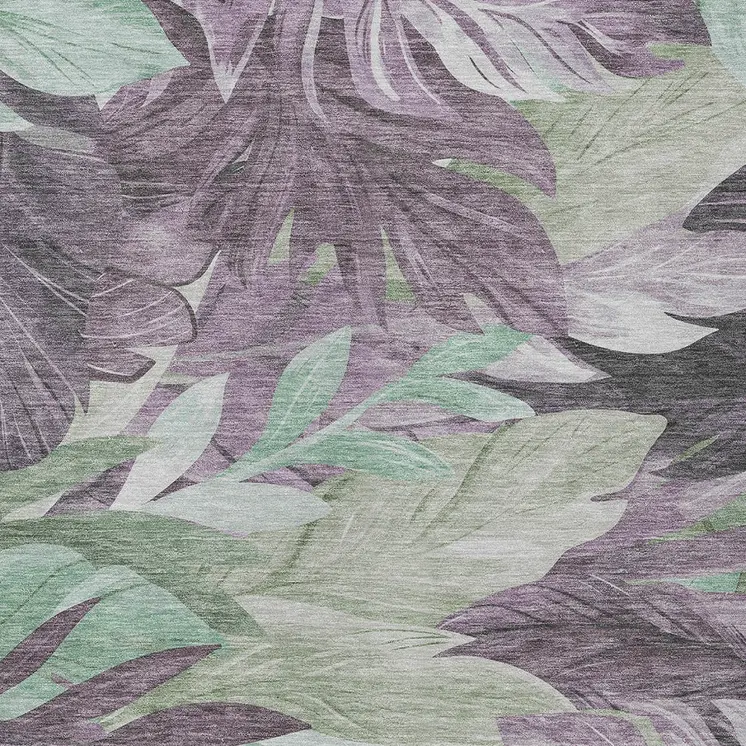 8' X 10' Lavender And Lilac Floral Washable Indoor Outdoor Area Rug
