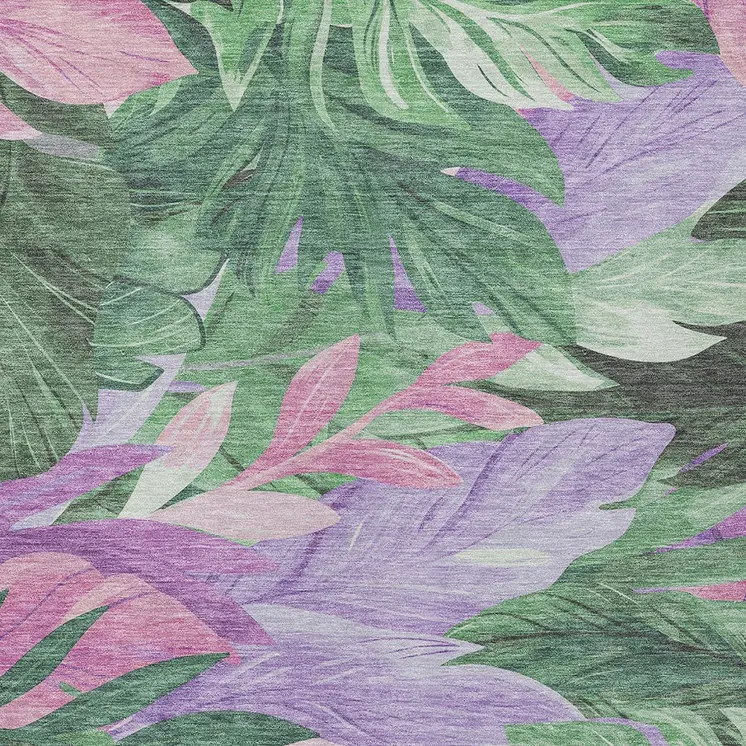 8' X 10' Sage And Mint Green Floral Washable Indoor Outdoor Area Rug