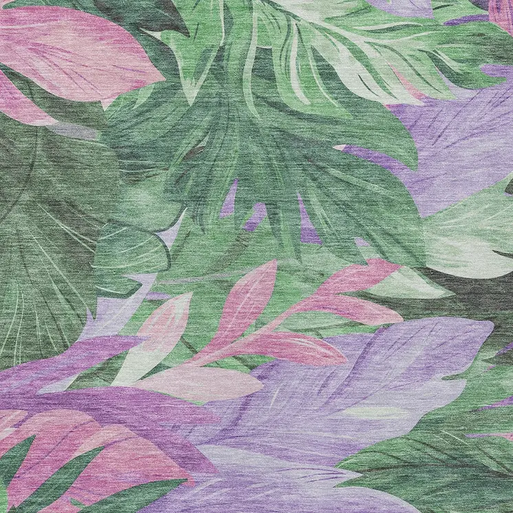 10' X 14' Sage And Mint Green Floral Washable Indoor Outdoor Area Rug