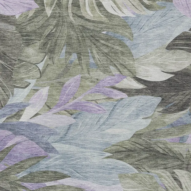 5' X 8' Taupe And Beige Floral Washable Indoor Outdoor Area Rug