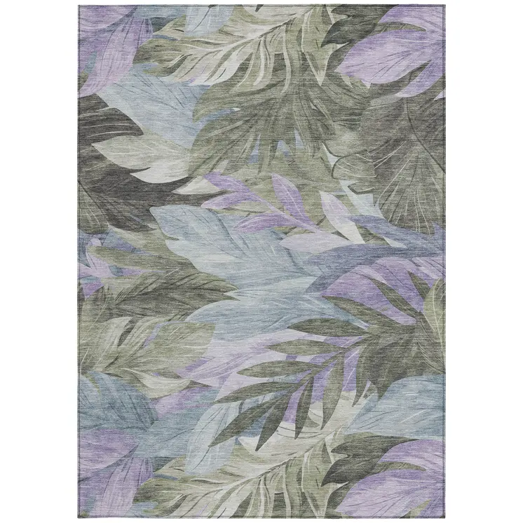 8' X 10' Taupe And Beige Floral Washable Indoor Outdoor Area Rug