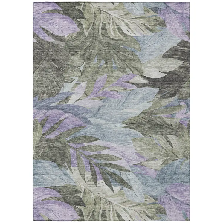 8' X 10' Taupe And Beige Floral Washable Indoor Outdoor Area Rug