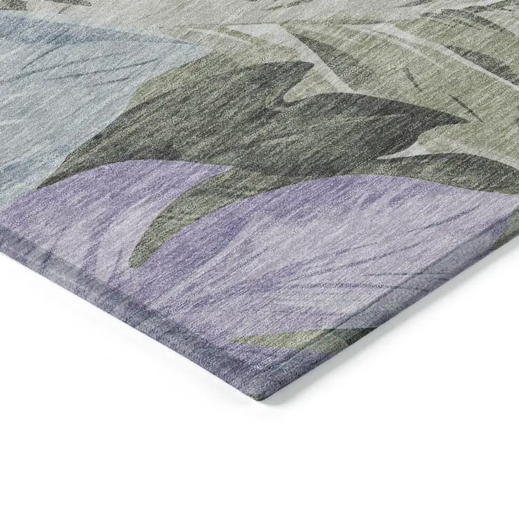 8' X 10' Taupe And Beige Floral Washable Indoor Outdoor Area Rug