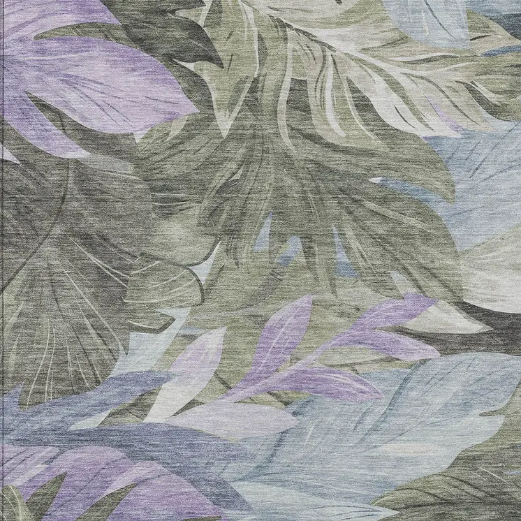 9' X 12' Taupe And Beige Floral Washable Indoor Outdoor Area Rug