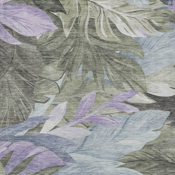 10' X 14' Taupe And Beige Floral Washable Indoor Outdoor Area Rug