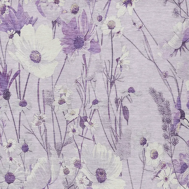 3' X 5' Lavender And Lilac Floral Washable Indoor Outdoor Area Rug