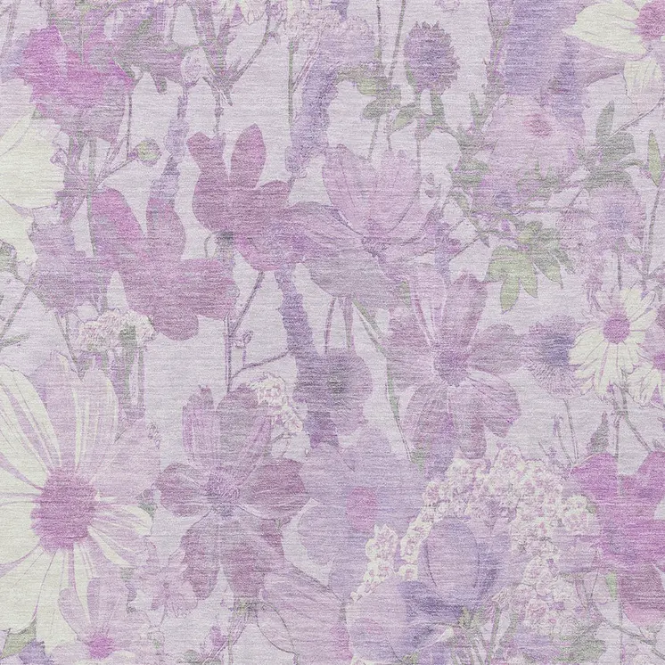 3' X 5' Lavender Purple And Lilac Floral Washable Indoor Outdoor Area Rug