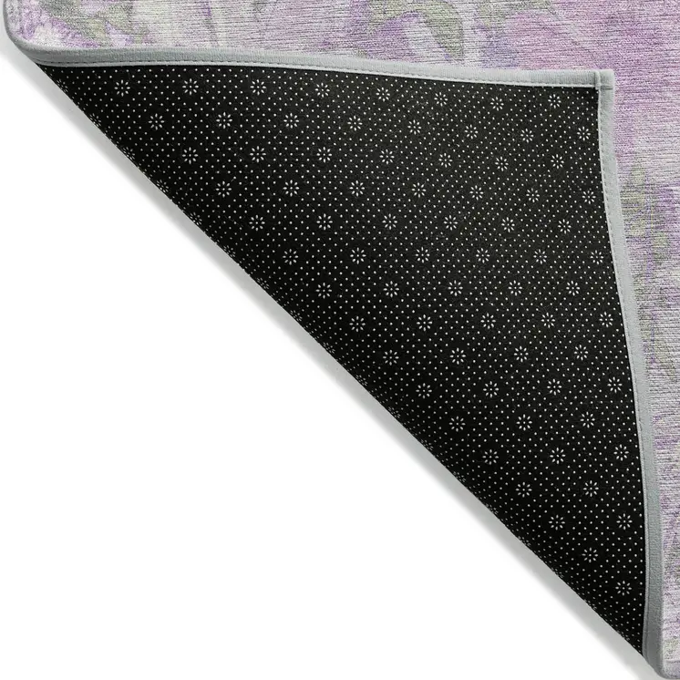 5' X 8' Lavender Purple And Lilac Floral Washable Indoor Outdoor Area Rug