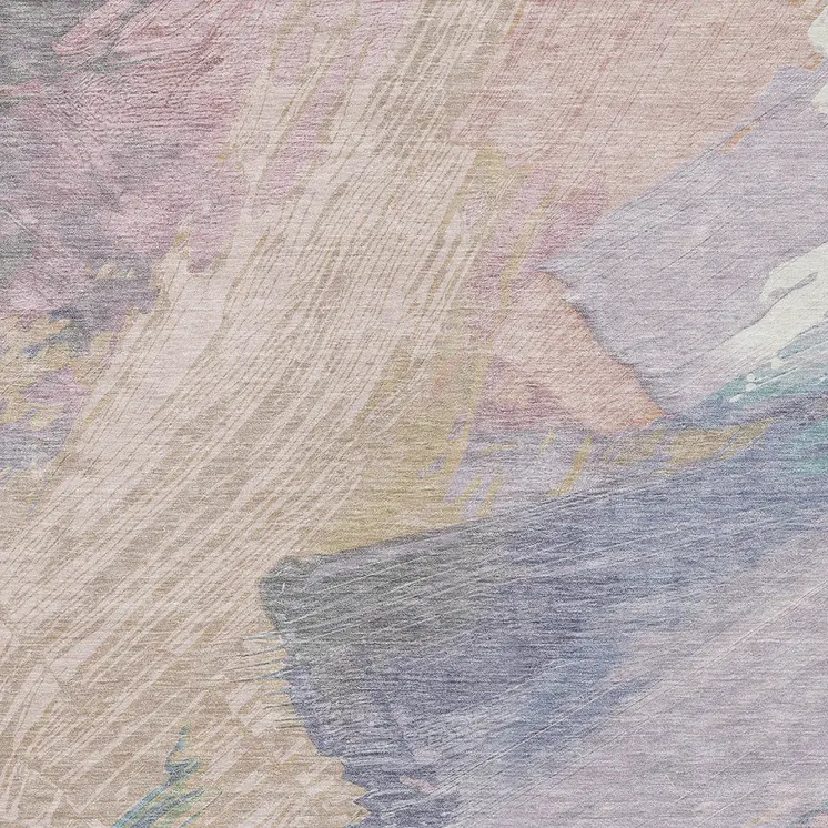 5' X 8' Pink Mauve And Lavender Abstract Washable Indoor Outdoor Area Rug