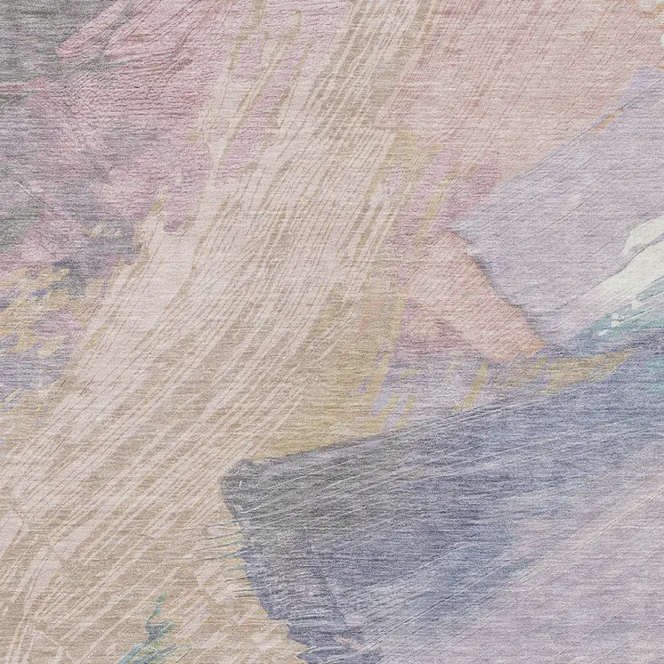 8' X 10' Pink Mauve And Lavender Abstract Washable Indoor Outdoor Area Rug