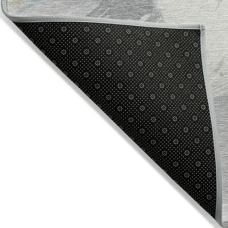 3' X 5' Ivory And Gray Abstract Washable Indoor Outdoor Area Rug
