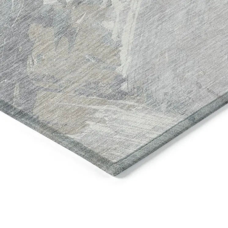 10' X 14' Ivory And Gray Abstract Washable Indoor Outdoor Area Rug