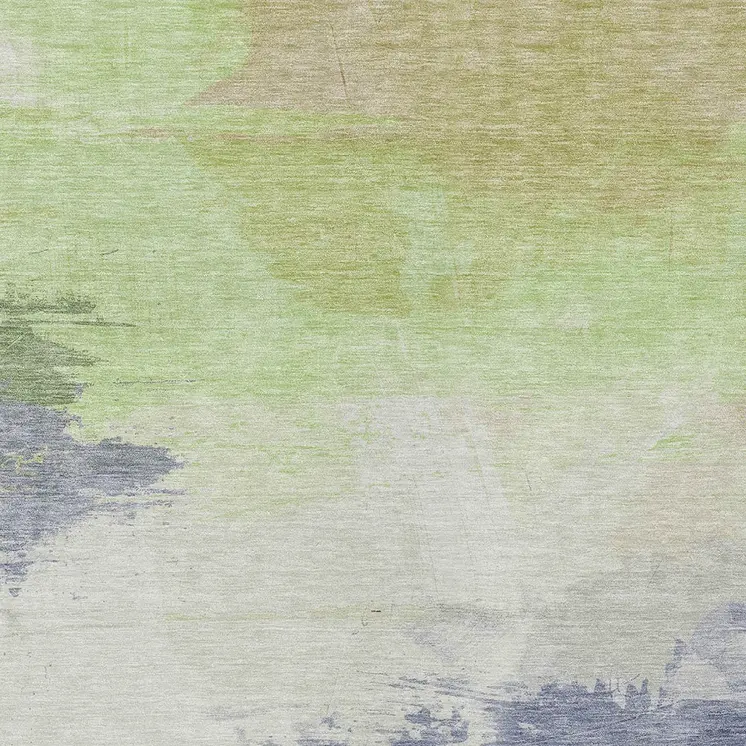 3' X 5' Artichoke Green And Taupe Abstract Washable Indoor Outdoor Area Rug