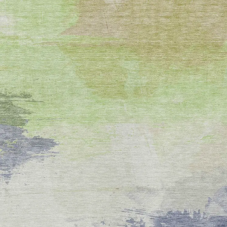 8' X 10' Artichoke Green And Taupe Abstract Washable Indoor Outdoor Area Rug