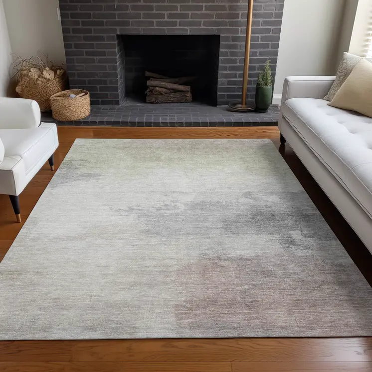 5' X 8' Beige And Taupe Abstract Washable Indoor Outdoor Area Rug