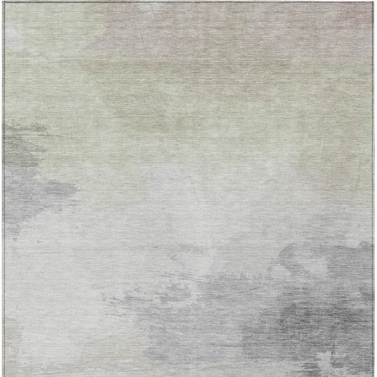 9' X 12' Beige And Taupe Abstract Washable Indoor Outdoor Area Rug