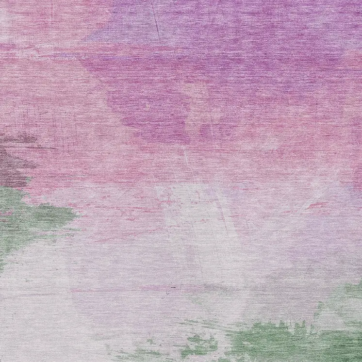 8' X 10' Lilac Lavender And Green Abstract Washable Indoor Outdoor Area Rug