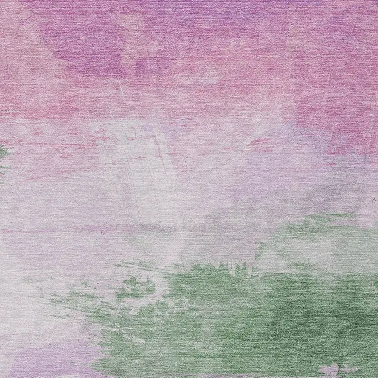 10' X 14' Lilac Lavender And Green Abstract Washable Indoor Outdoor Area Rug