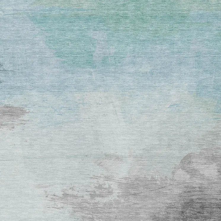 3' X 5' Blue And Mint Green Abstract Washable Indoor Outdoor Area Rug
