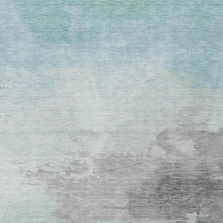 5' X 8' Blue And Mint Green Abstract Washable Indoor Outdoor Area Rug