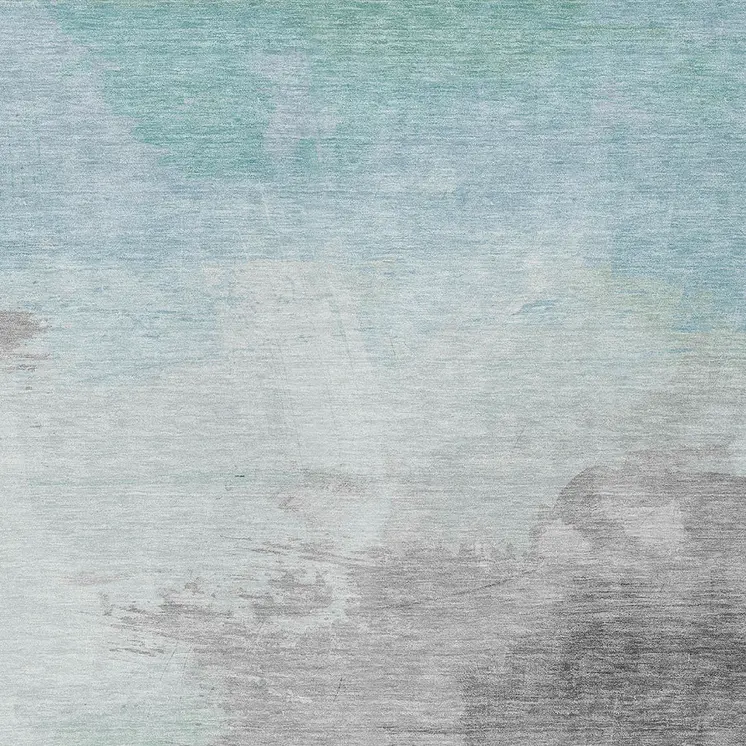 8' X 10' Blue And Mint Green Abstract Washable Indoor Outdoor Area Rug