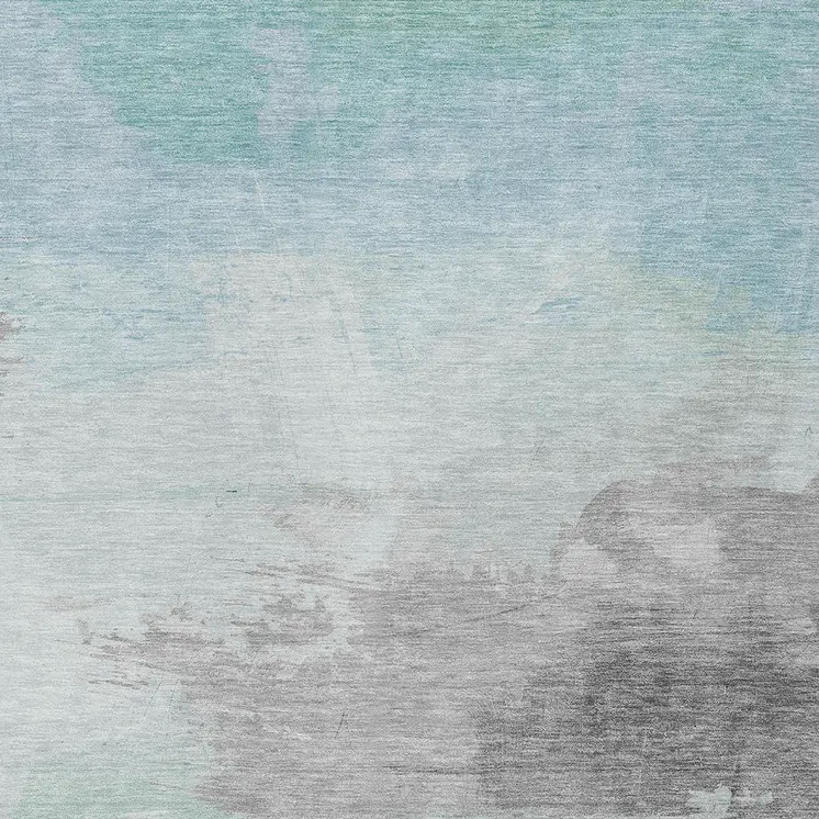 9' X 12' Blue And Mint Green Abstract Washable Indoor Outdoor Area Rug
