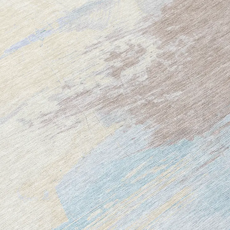8' Sky Blue Lavender And Taupe Round Abstract Washable Indoor Outdoor Area Rug