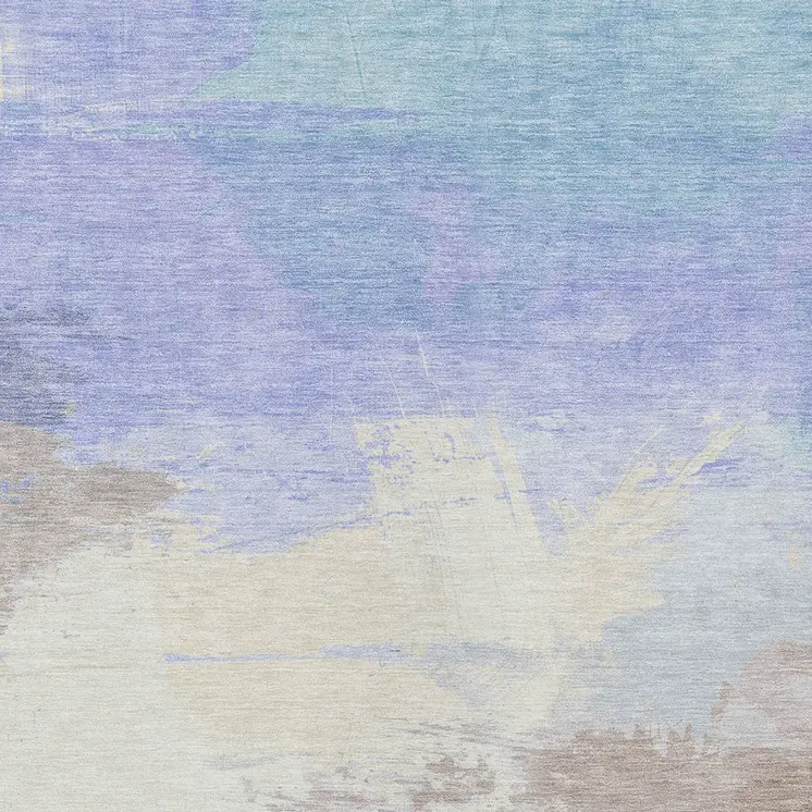 10' X 14' Sky Blue Lavender And Taupe Abstract Washable Indoor Outdoor Area Rug