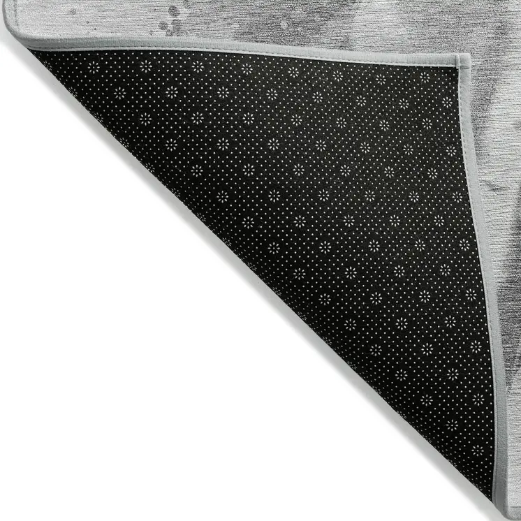 5' X 8' Gray And Silver Abstract Washable Indoor Outdoor Area Rug