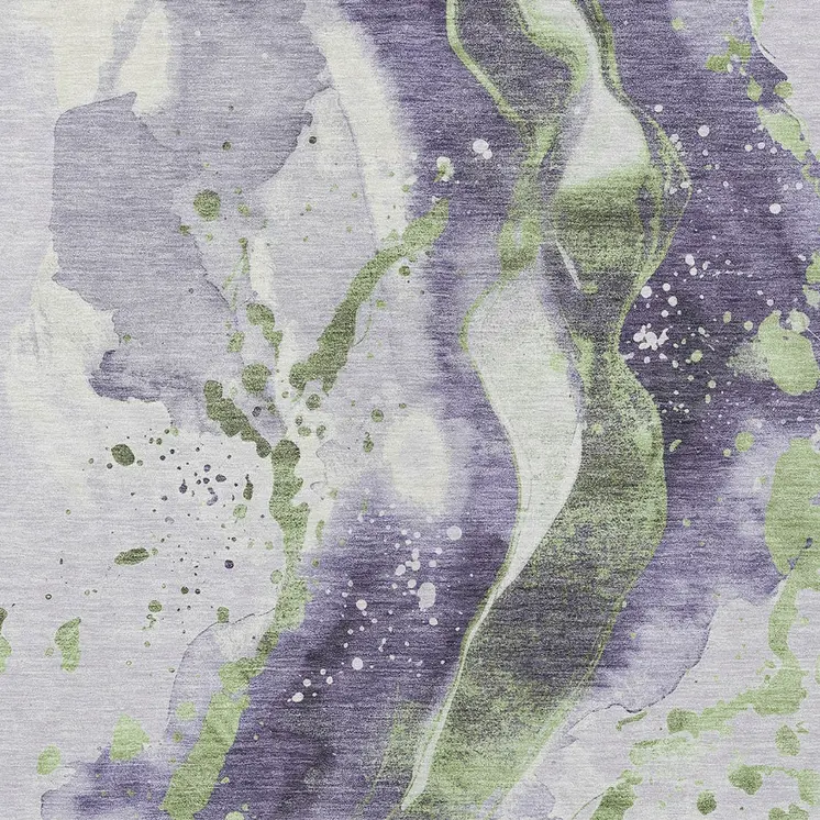 10' X 14' Purple And Green Abstract Washable Indoor Outdoor Area Rug