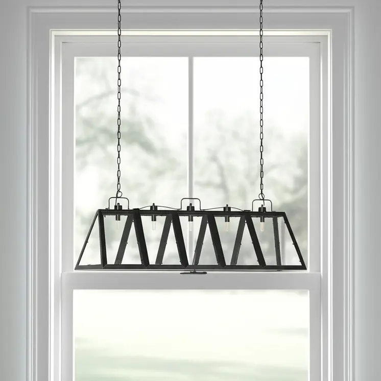 Black Geometric Five Light Metal Dimmable Chandelier